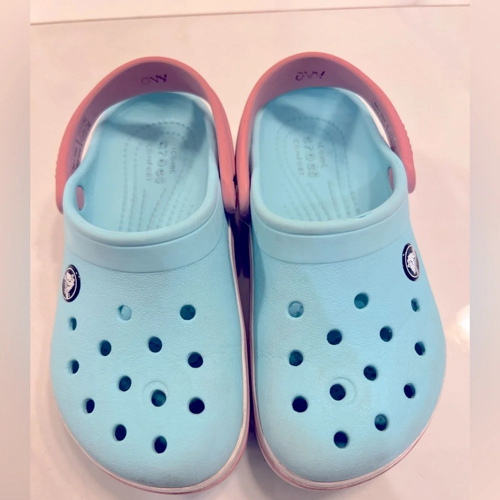 CROCS Kids Aqua and Pink Band Shoes